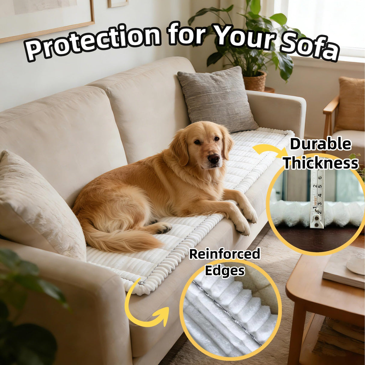 Ailidso Dog Car Seat Cover, Pet Couch Covers for Car and Sofa, Non-Slip Backseat Pet Bed Mat, Machine Washable, Soft Plush Travel Seat Protector with Portable Storage Bag (White,23.6''×70'')