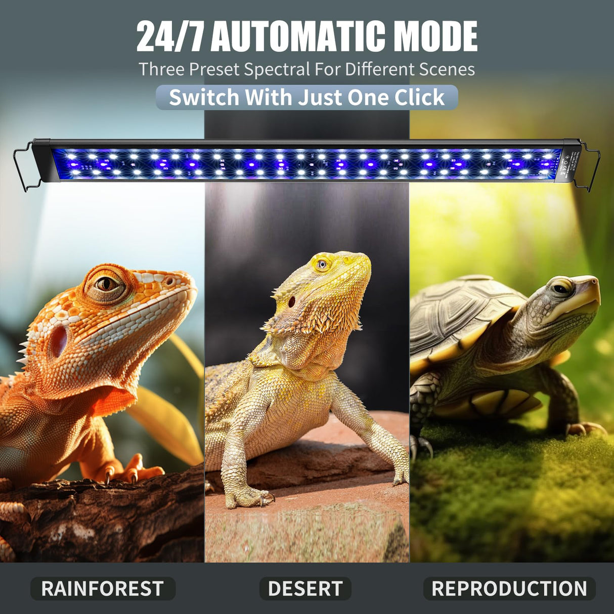 EnchOrch 18-Inch LED UVA UVB Light for Reptiles with Controller, Full Spectrum UVA & UVB Reptile Light with Auto 24-Hour Cycle Timer & 10 Dimmable for Bearded Dragons, Turtles, Frogs, Snakes, Plants