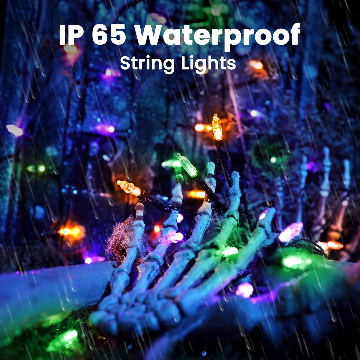 Halloween String Lights,33ft 100 LED Halloween Decorative Lights with 8 Modes & Timer, Waterproof Battery Indoor Mini Lights Orange String Lights for Halloween Decorations(Orange & Purple & Green)