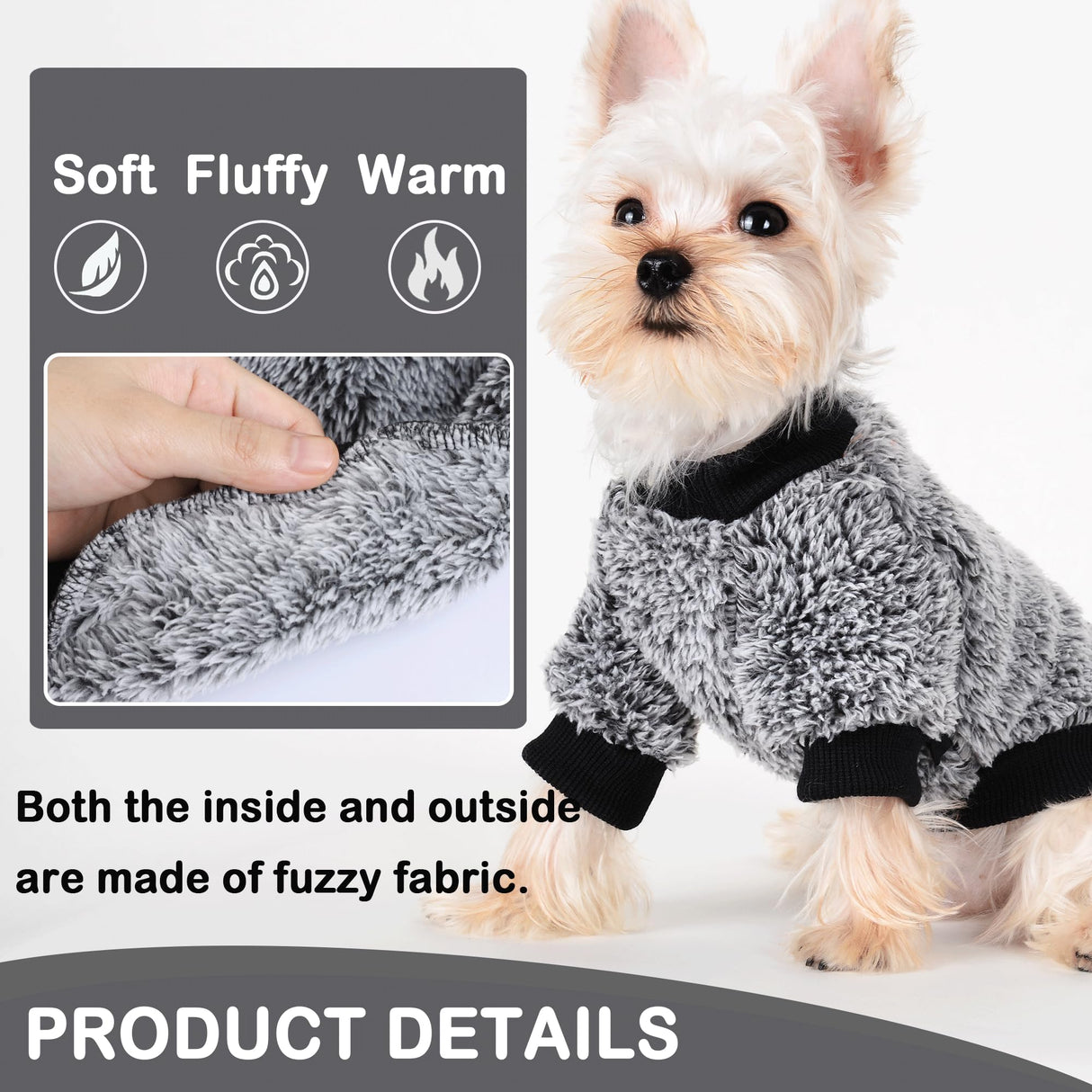 Dog Sweaters for Small Dogs Girl Male Dog, Sweater, Soft Fleece Pet Winter Clothes Boy Girl, Fuzzy Sweatshirts Flannel Jacket Puppy Coat(S, Black)