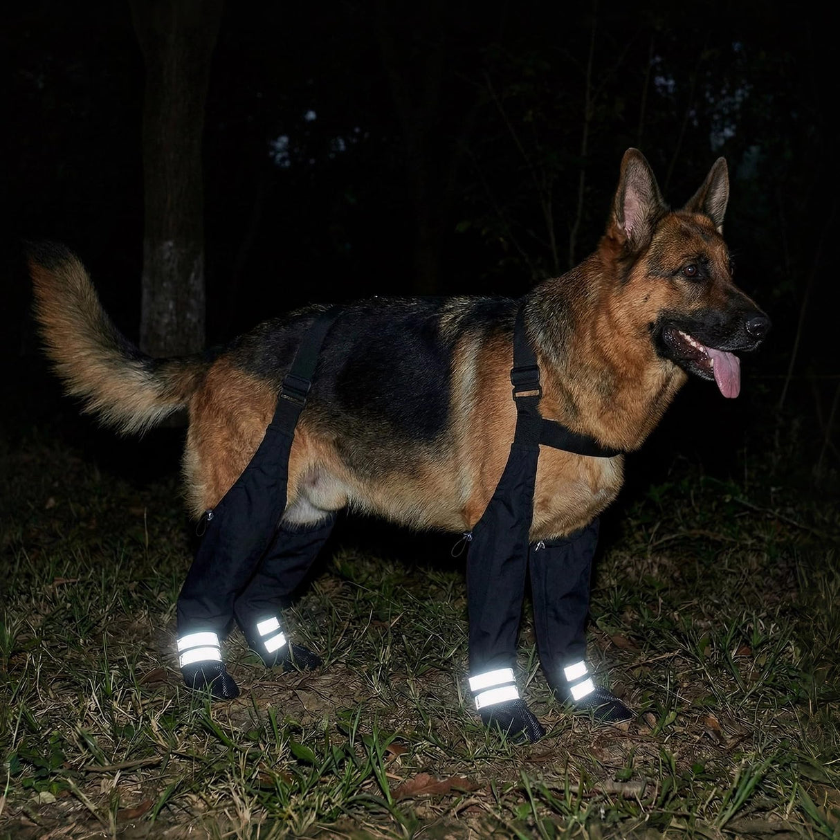 Dog Suspender Boots for Small Dogs – Waterproof & Non-Slip Dog Paw Protectors with Adjustable Straps & Reflective Strips, All-in-One Connected Dog Boots for Outdoor Walks, Snow, Rain, Hiking (XS)