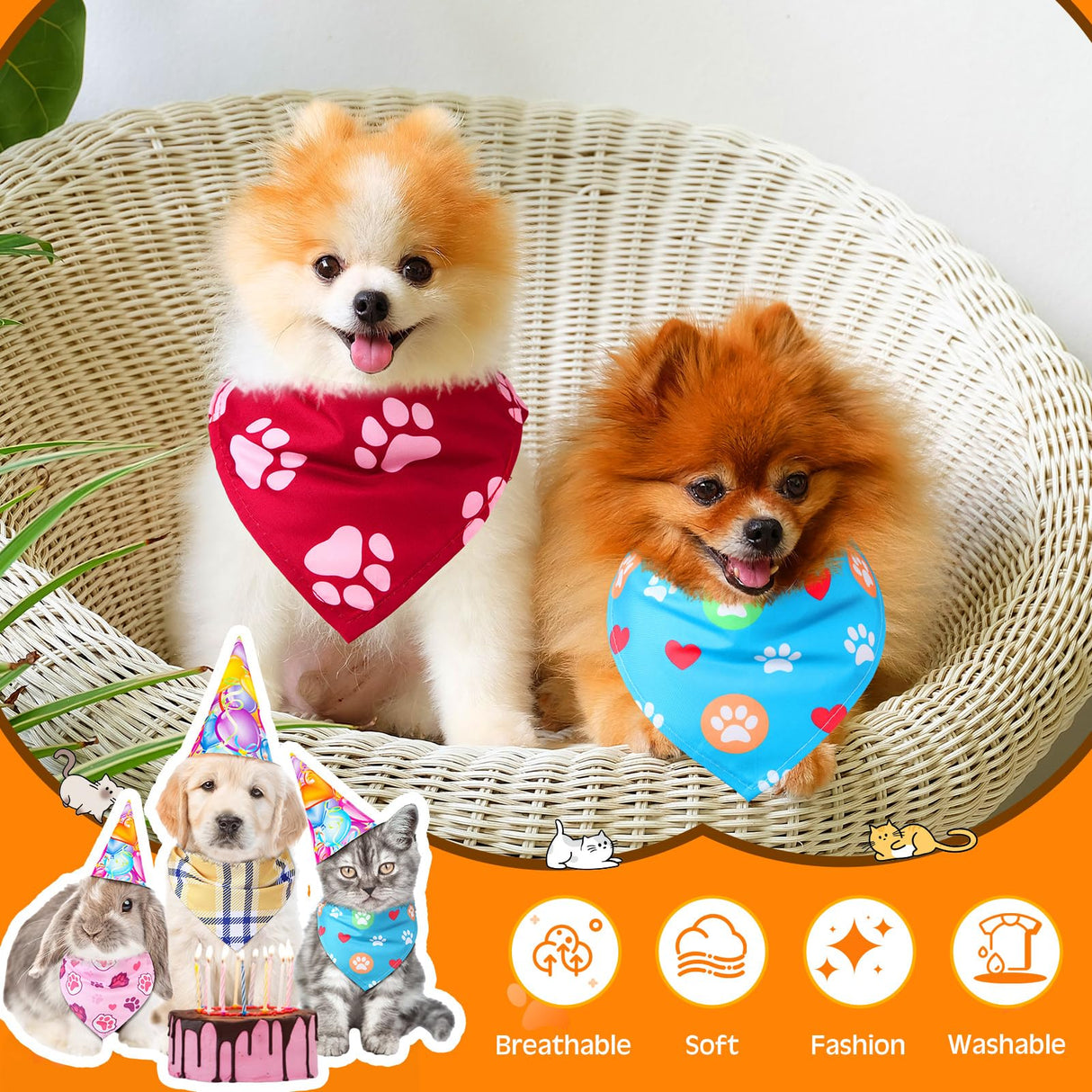 Bulyoou 120 Packs Dog Bandanas Bulk Summer Pet Bandanas for Dogs Hawaiian Pet Scarf Bibs Adjustable Washable Kerchief for Large Medieum Small Pet Costume Accessories(Rustic Style)