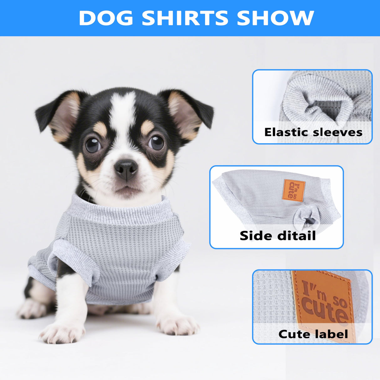 2 Pack Dog Shirt Vest Dog Clothes for Small Dogs Summer Waffle Puppy T-Shirts Soft Sleeveless Pet Clothes Lightweight Medium Large Doggy Outfit Cat Clothing (Blue+Grey, XX-Large)