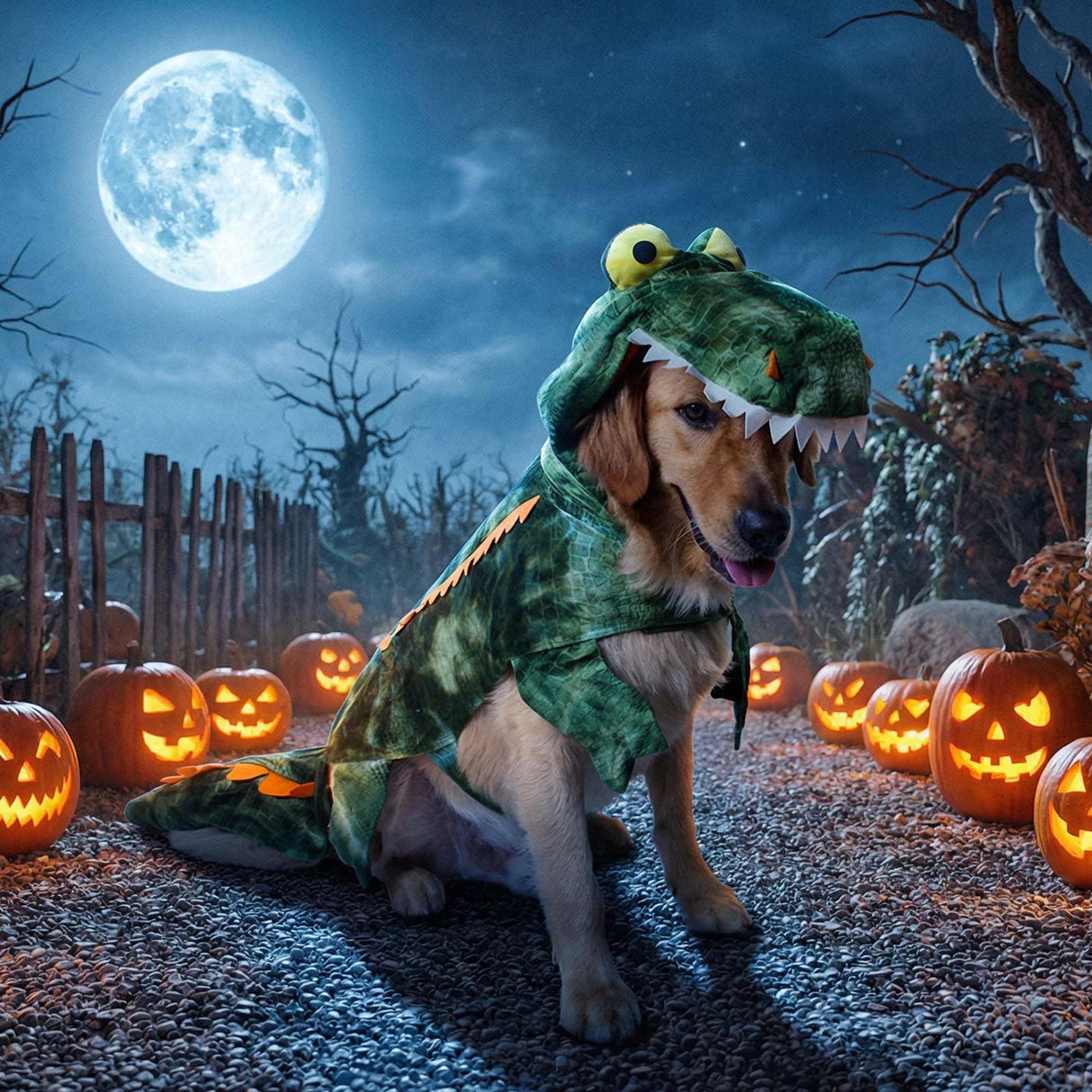 MUYAOPET Large Dog Costume Halloween Dog Crocodile Costume Pets Winter Warm Coat Jumpsuits (XL, Green)
