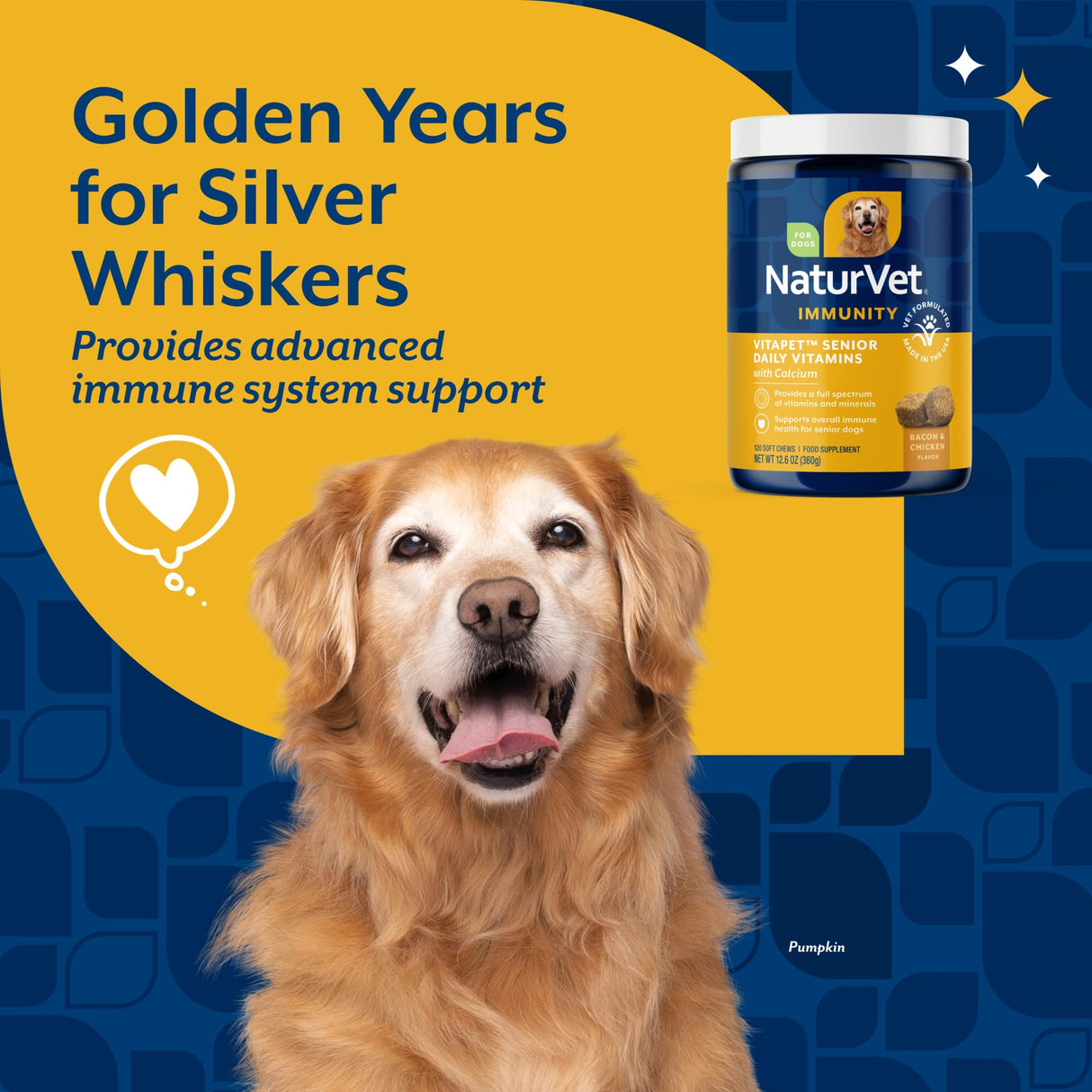 NaturVet VitaPet Senior Daily Vitamin Dog Supplements Plus Glucosamine – Includes Full-Spectrum Vitamins, Minerals – Joint Support for Older, Active Dogs – 120 Ct. Soft Chews