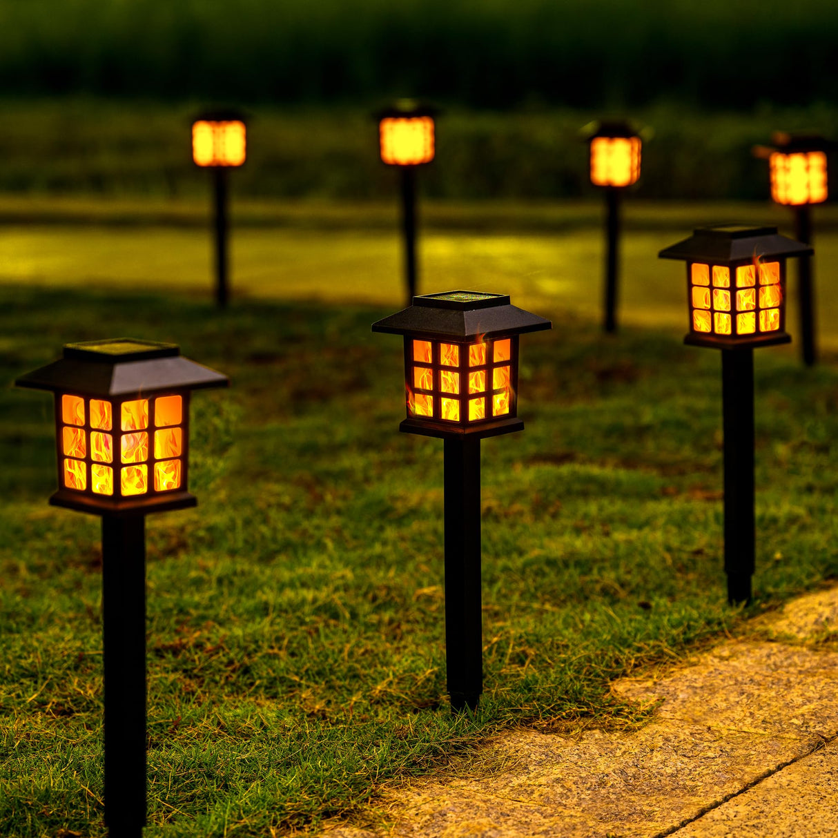 GIGALUMI Solar Lights for Outside,16 Pack Flickering Flame LED Solar Outdoor Lights, Waterproof Solar Garden Lights Maintain 10 Hours of Lighting for Christmas, Garden, Landscape, Path, Yard, Patio