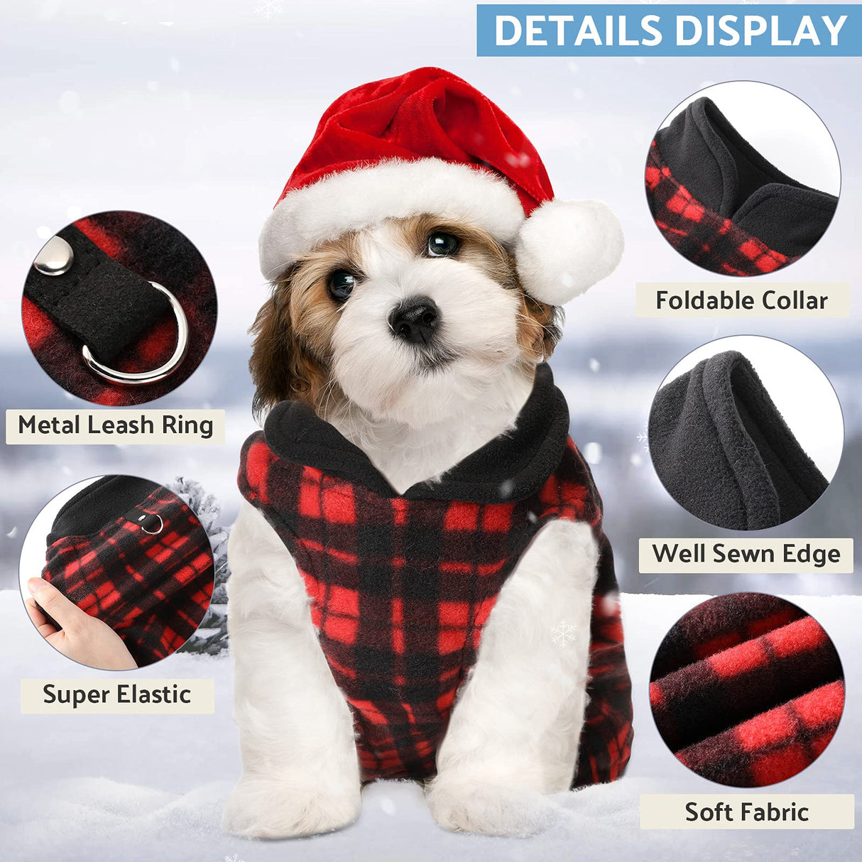 Weewooday 4 Pieces Winter Fabric Dog Sweaters with Leash Ring Soft Fleece Vest Pullover Pet Jacket Warm Dog Clothes Coats for Pet Puppy Cats Chihuahua(XXXL(Neck:17.7-18.9” Chest:25.6-26.8”))