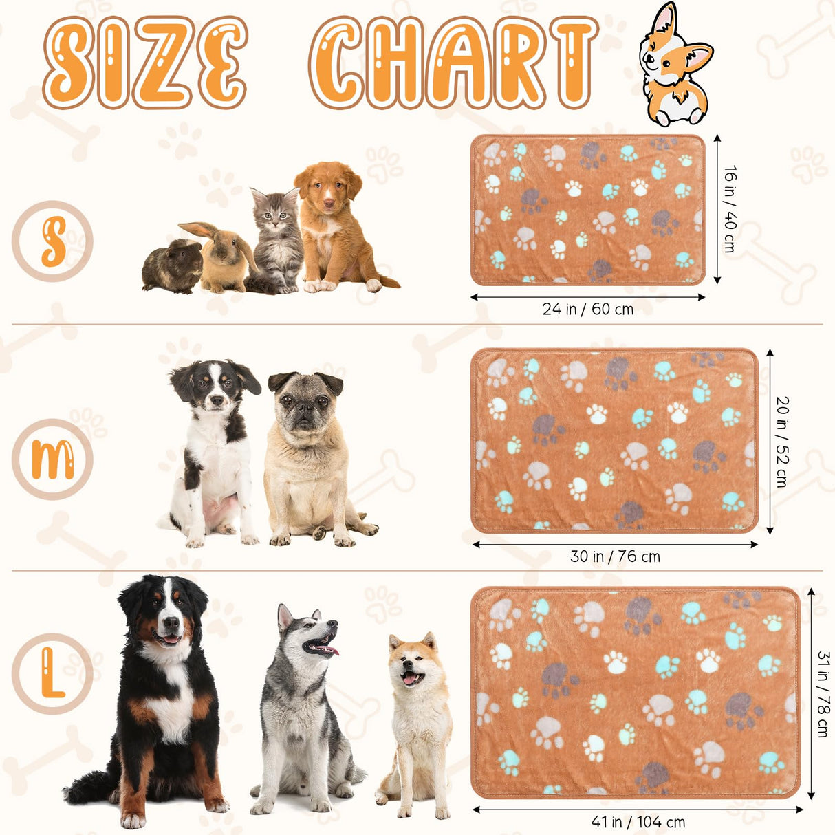 Hahafelt 20 Pcs Dog Blankets for Small Dogs 24 x 16 Inches Puppy Blankets with Paw Print Soft Fluffy Fleece Pet Sleep Mat Flannel Throw Washable for Small Dogs Puppy Cats, 10 Styles