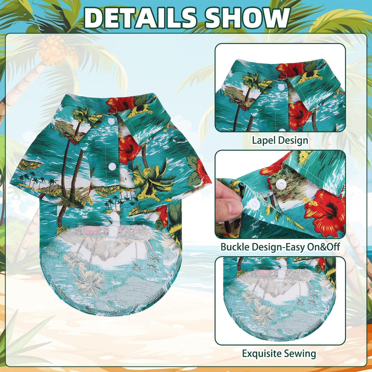 KOOLTAIL Dog Hawaiian Shirt, Dog Summer Clothes with Leash D-Ring for Medium Large Dogs, Floral Cool Beach Puppy Shirts with Sun Protection,Breathable Soft Pet Outfit Indoor&Outdoor Boy&Girl, Green L