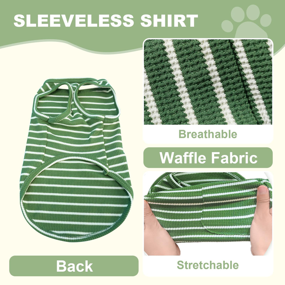 COOHAMS Dog Clothes, Stripe Dogs Shirts for Small & Medium Breeds, Pet Tank Top, Breathable Waffle Fabric Puppy Outfit, Shirt for Chihuahua, Yorkie, Dachshund, Corgi (4Pack, Medium)