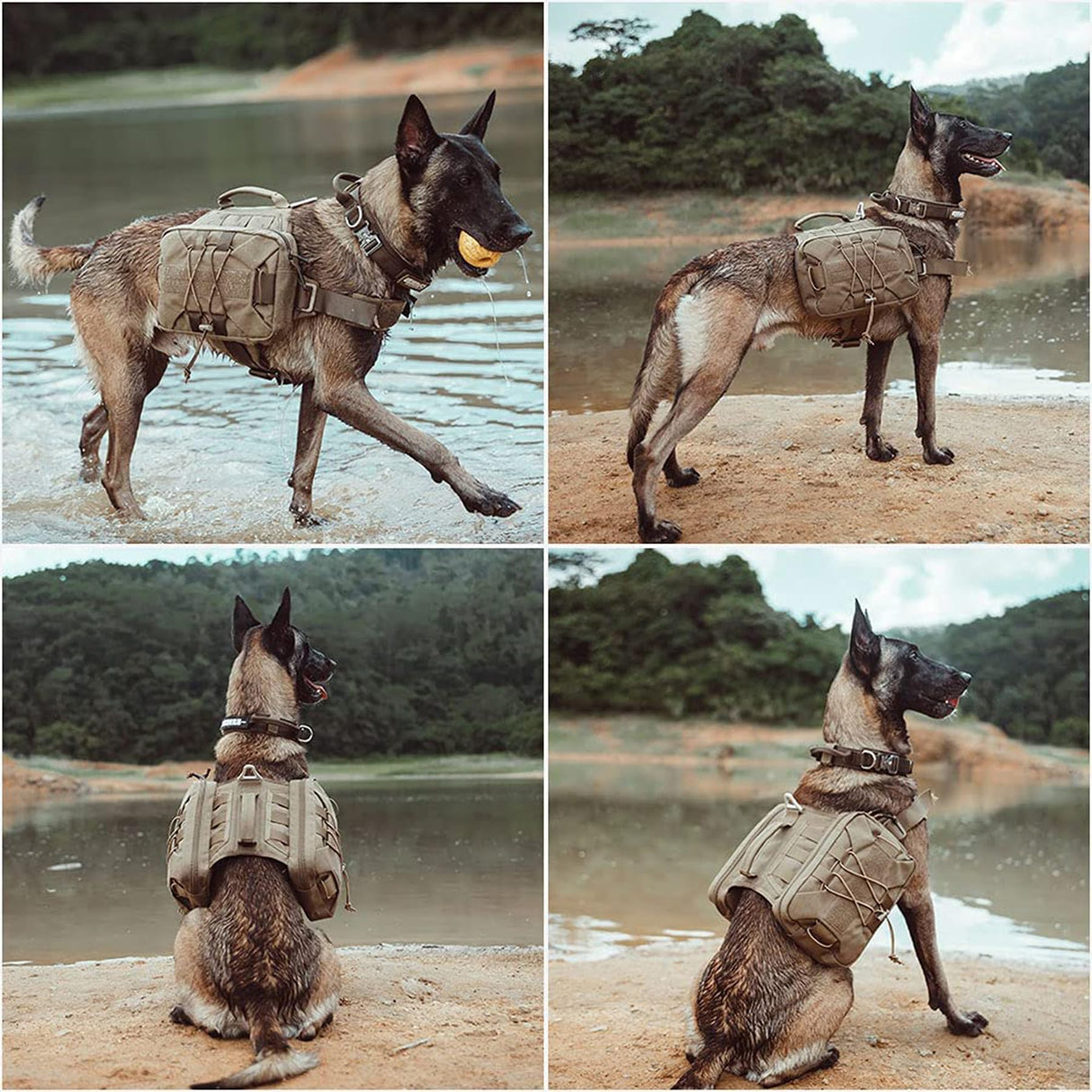 EXCELLENT ELITE SPANKER Dog Pack Dog Saddle Bag Backpack for Camping Hiking Medium & Large Dog with 2 Capacious Side Pockets (M, Grey)