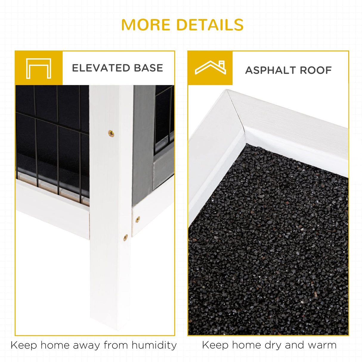 PawHut 54" 2-Story Large Rabbit Hutch Bunny Cage Wooden Pet House Small Animal Habitat with Lockable Doors, No Leak Tray and Waterproof Roof for Outdoor/Indoor Dark Grey