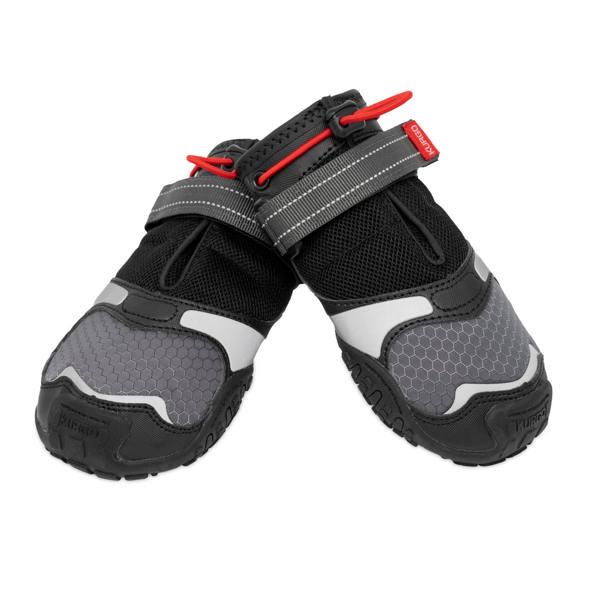 Kurgo Blaze Dog Boots - Protects Paws in All Seasons - Breathable Fabric - Water Resistant Dog Shoes - Dual Ankle Closure - Reflective Dog Boots - Includes 2 Shoes - Chili Red/Black - XXS
