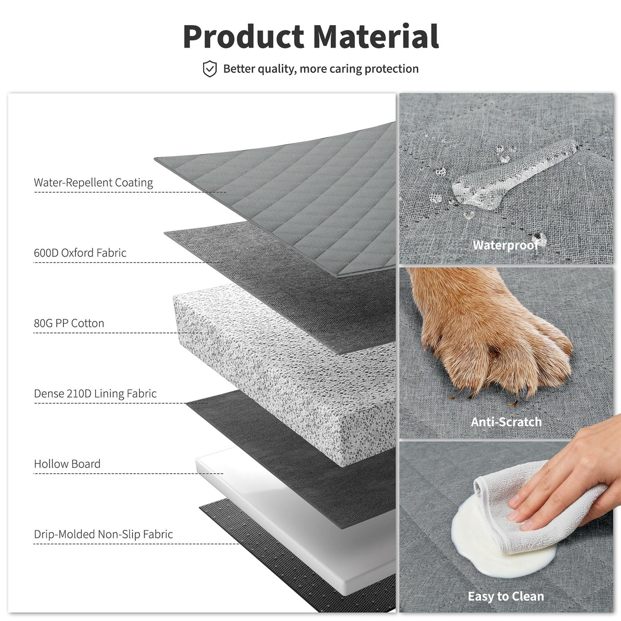 HOTEAGLE Back Seat Cover for Dogs, Waterproof Hard Bottom Spacious and Comfortable, Ideal for Car Trips and Outdoor Adventures, Cherished by Pet Owners(Grey)