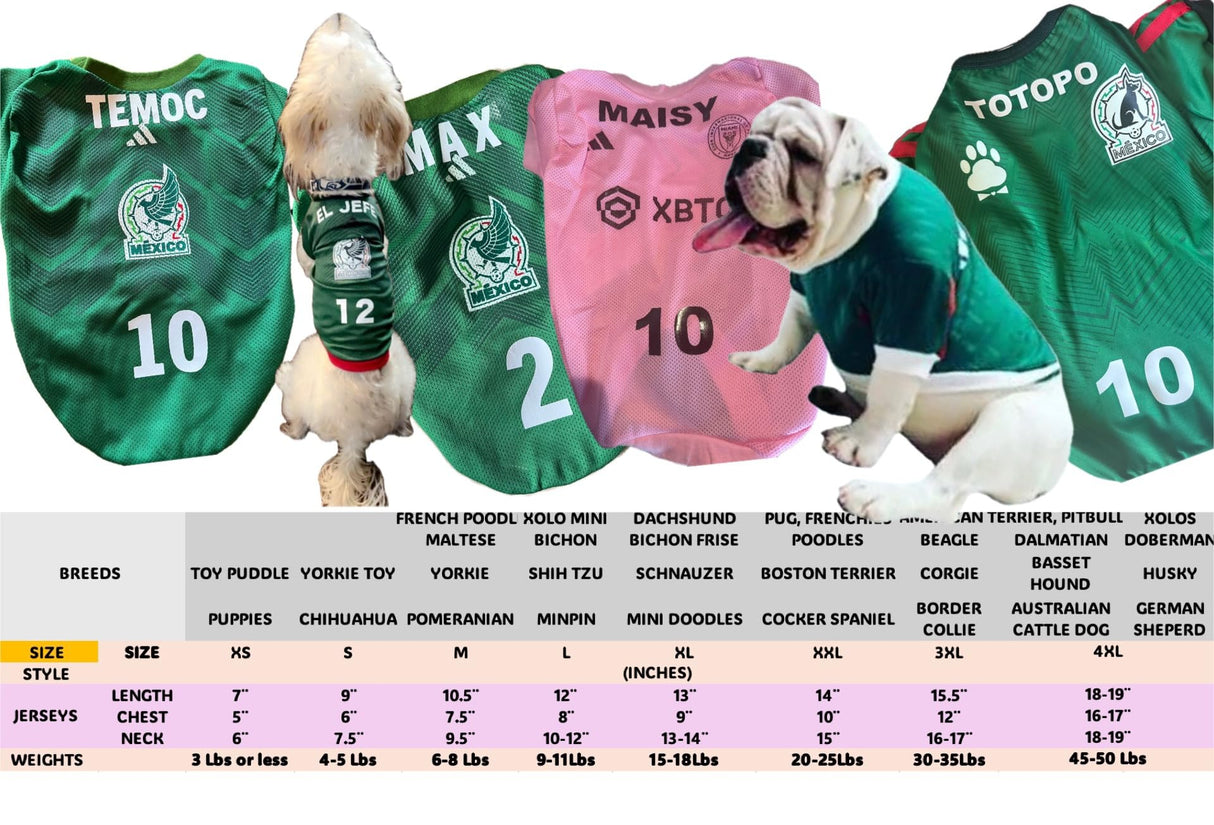 Soccer t-shirts for dogs/Mexican Soccer dog shirts/Soccer dog Jersey/Seleccion Mexicana soccer dog shirt (XL, Personalized)