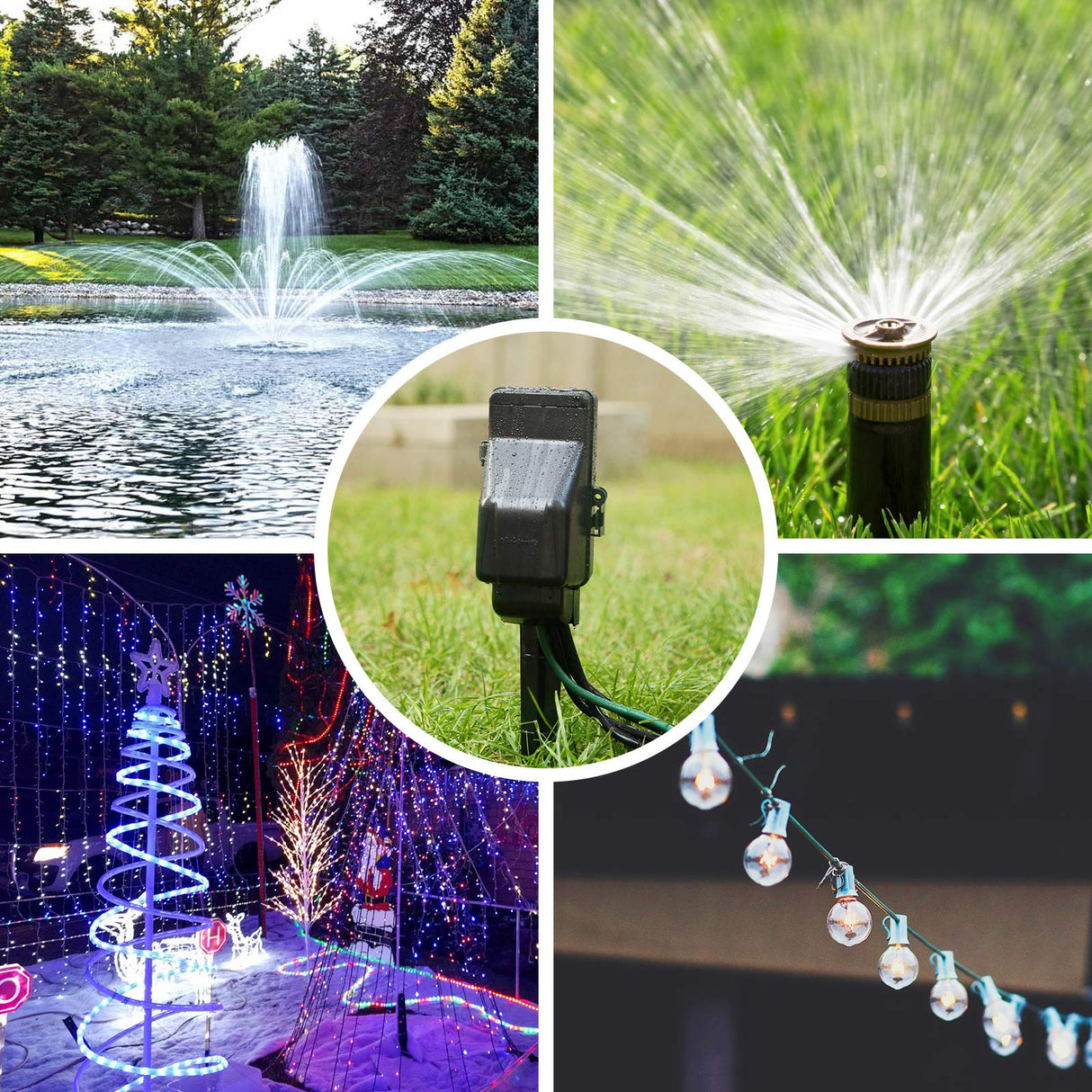 DEWENWILS Outdoor Digital Power Strip Timer, Outdoor Multi Socket Timer, Waterproof 6 Outlet Garden Power Stake, 6ft Cord, for Garden, Halloween/Christmas Decoration Lights, 15A Heavy Duty