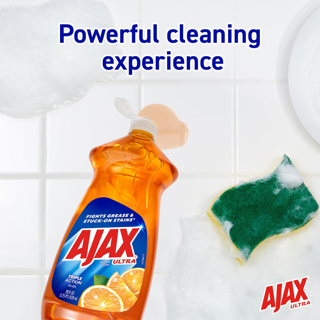 Ajax Ultra Dishwashing Liquid Dish Soap Refill, Orange Scent, Triple Action, 90 fluid ounce