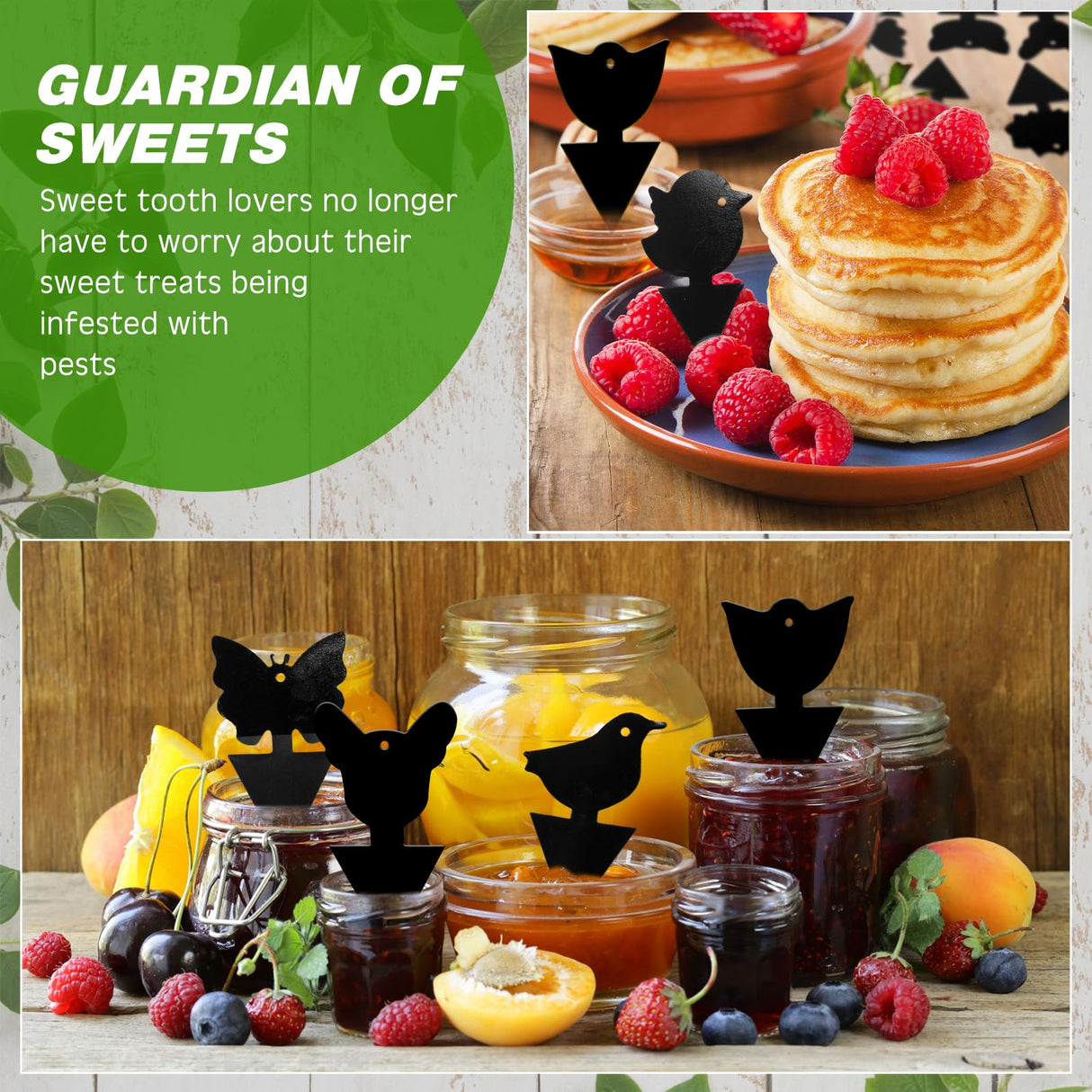 Qualirey 200 Pcs Fruit Fly Traps Fungus Gnat Killer Bug Mosquito Trap Fruit Fly Killer Double Side Sticky Traps Plant Trap Insect Catcher Killer for Indoor Outdoor House Kitchen (Exquisite, Black)