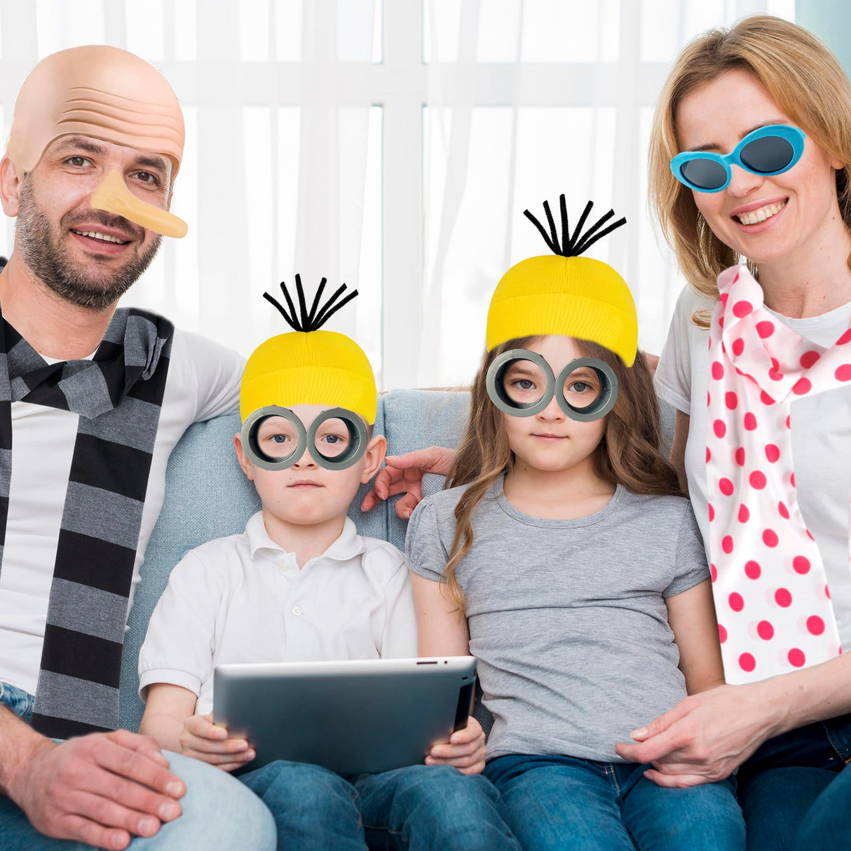 Eybila 3Pcs Halloween Costume Accessories Adult Steampunk Goggles Glasses Yellow Beanie Knit Hats Black Gloves Women Christmas Cosplay Party Set