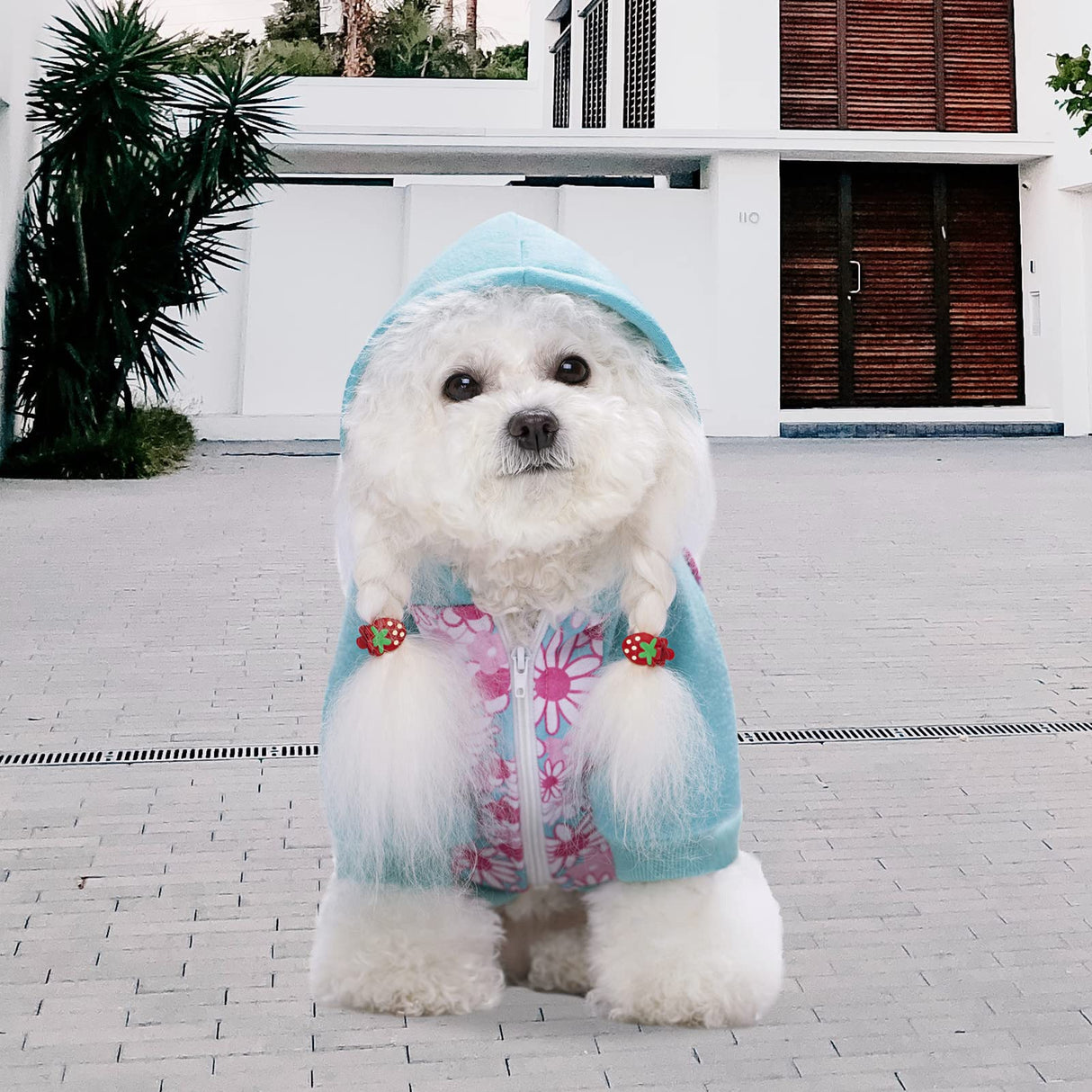 Blue Puppy Dog Hoodies for Small Medium Dogs, Christmas Hooded Sweatshirt with Pocket Pet Cat Hoody Clothes Sweaters Fleece Coat Dog Costume Winter