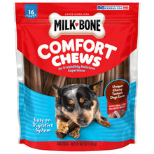 Load image into Gallery viewer, Milk-Bone Comfort Chews, Rawhide Free Dog Treats with Unique Chewy Texture and Real Beef, 16 Chews, Easy on Digestive System