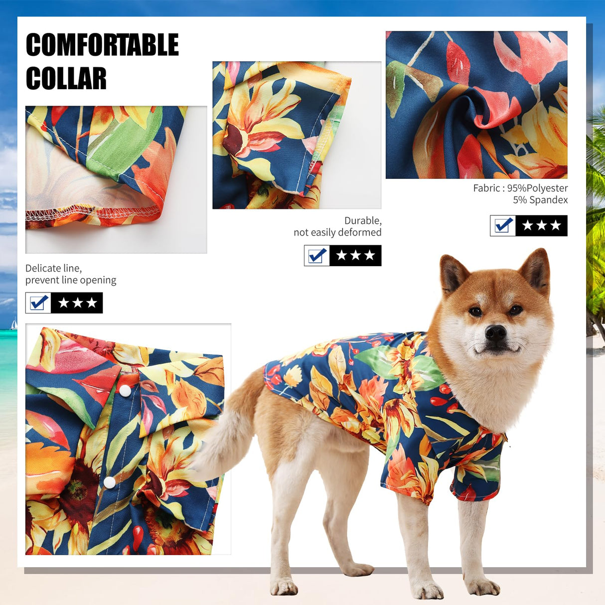 Dog Shirt Hawaiian, Pet Summer T-Shirts Dog Style Floral Breathable Cool Clothes Hawaiian Shirts Gifts for Owner and Pet Shirts are Sold Separately