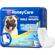 Load image into Gallery viewer, HONEY CARE All-Absorb A26 Male Dog Wrap, 50 Count, Small