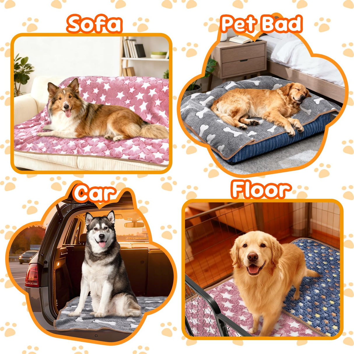 3 Pcs Dog Blanket Super Soft Pet Puppy Blankets Calming Dog Blankets for Small, Medium Large Dogs Warm Sleep Mat Washable Dog Blanket for Puppy Cat (42"×30")