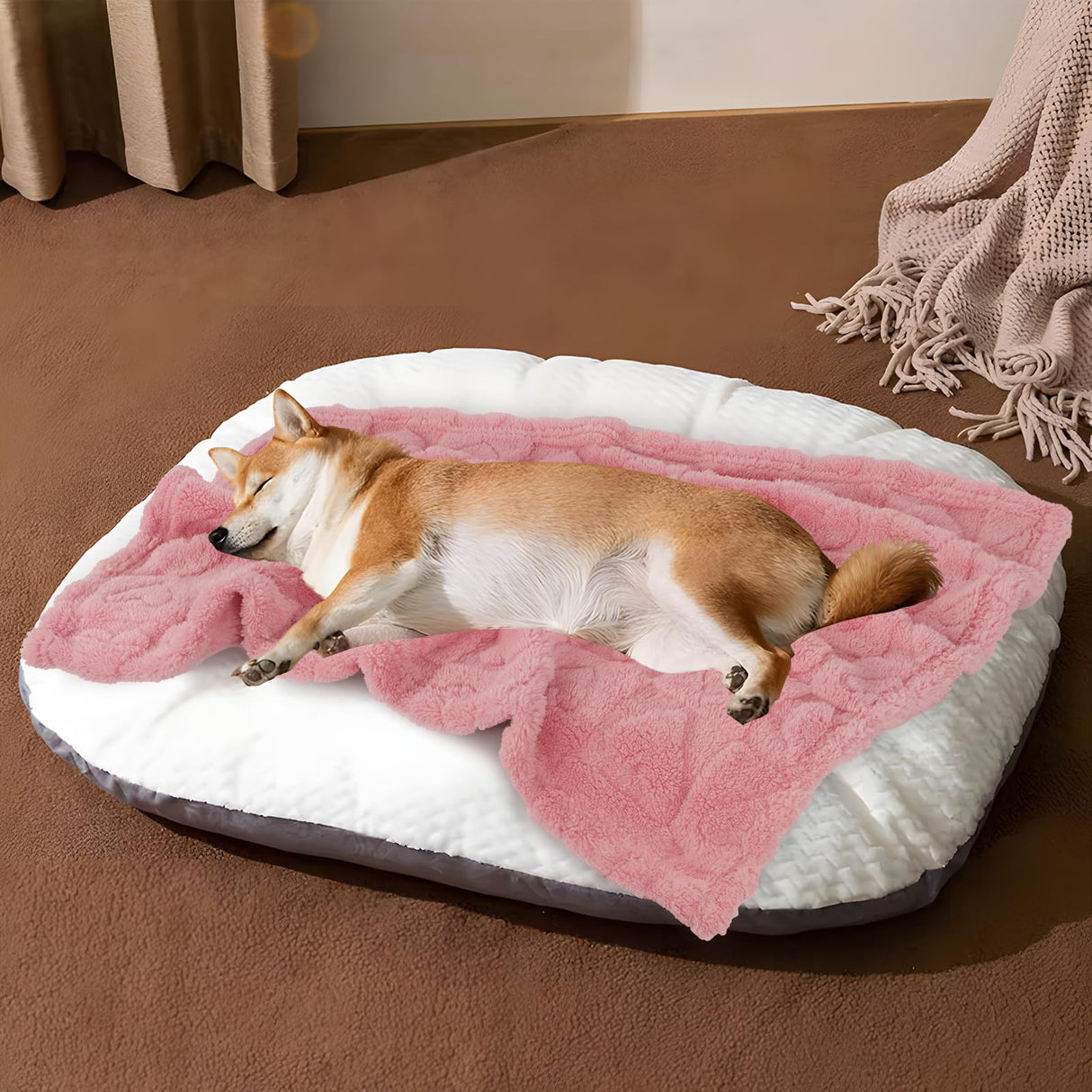 MACEVIA Fluffy Fleece Dog Blankets,Warm Soft Fuzzy Pets Blanket for Puppy,Small,Medium,Large Dogs and Cats,Plush Pet Throws for Bed,Couch,Sofa,Travel(40x60 Inch,Pinkt)