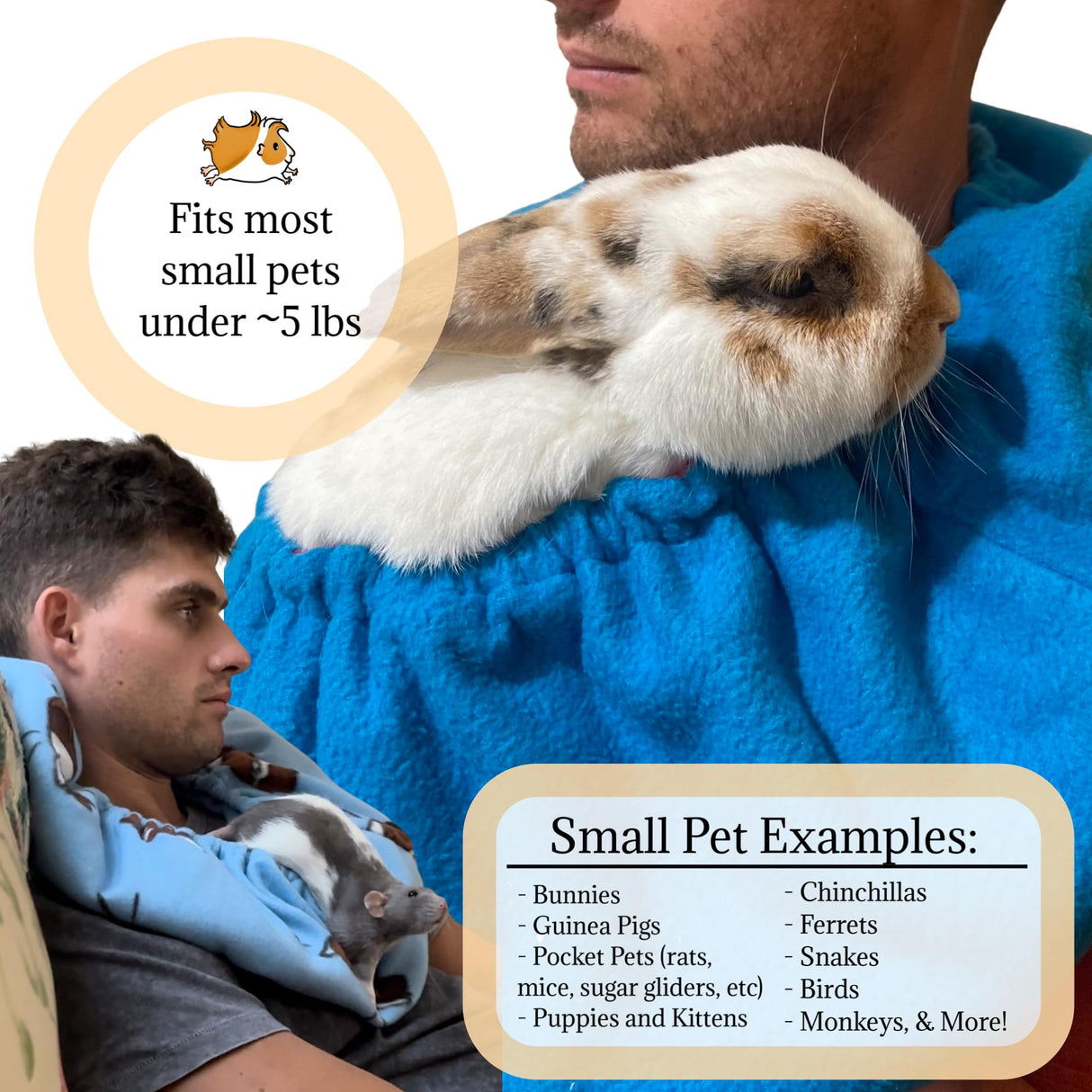 Bonding Scarf for Small Pets | Perfect for Guinea Pigs, Rats, Chinchillas, Hedgehogs, Ferrets, Puppies, Kittens, & More! (Orange Tiedye)
