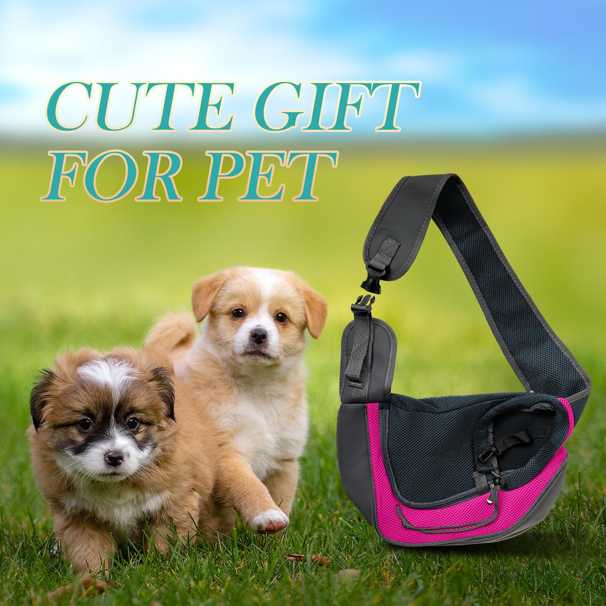 PUCEWMY Small Dog Sling Carrier, Sling Pet Pouch to Wear Medium Dog Cat Travel Breathable, Soft-Sided Crossbody Puppy Carrying Purse Bag, L, Rose