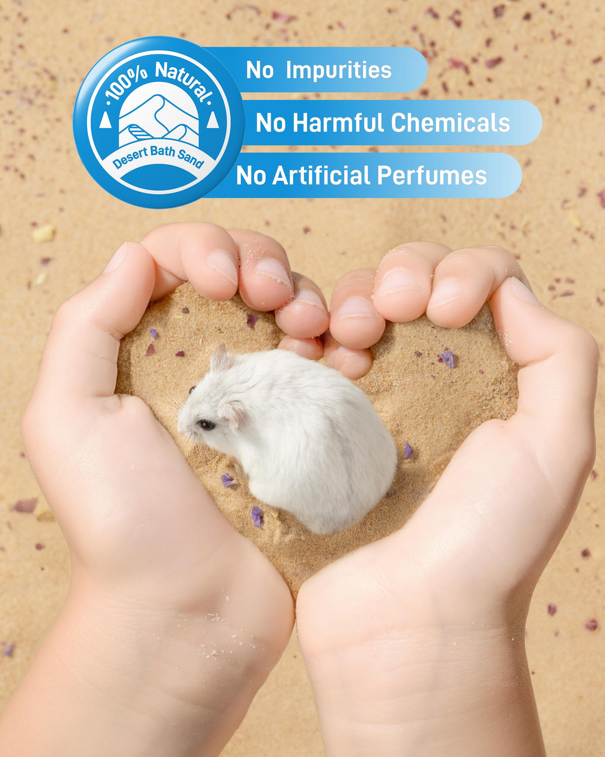 BUCATSTATE Hamster Sand, No-Dust 6.6LB Chinchilla Dust Bath with Pour Spout, 100% Natural Desert Bathing Sand for Syrian Hamster Gerbil Rat Mice Small Animals (Flower Smell)