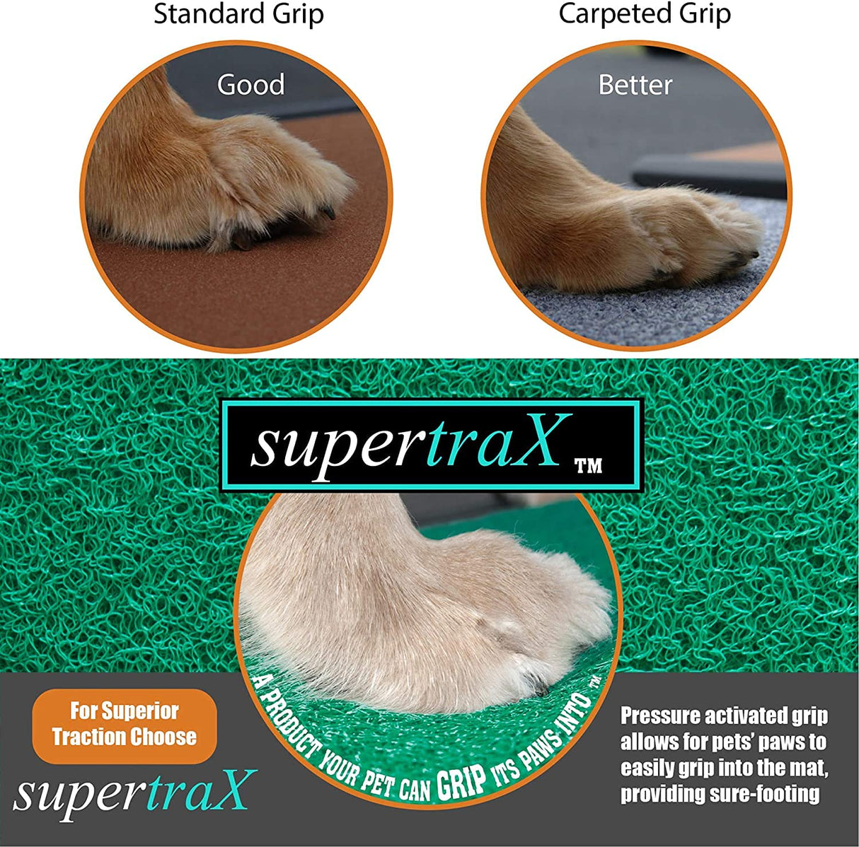 Pet Gear supertraX Ramps for Dogs and Cats, Maximum Traction Surface, Portable/Easy-Fold (No Tools Required), Built in Handle for Travel, 5 Models, 42-71 Inches Long, Supports 150-200lbs