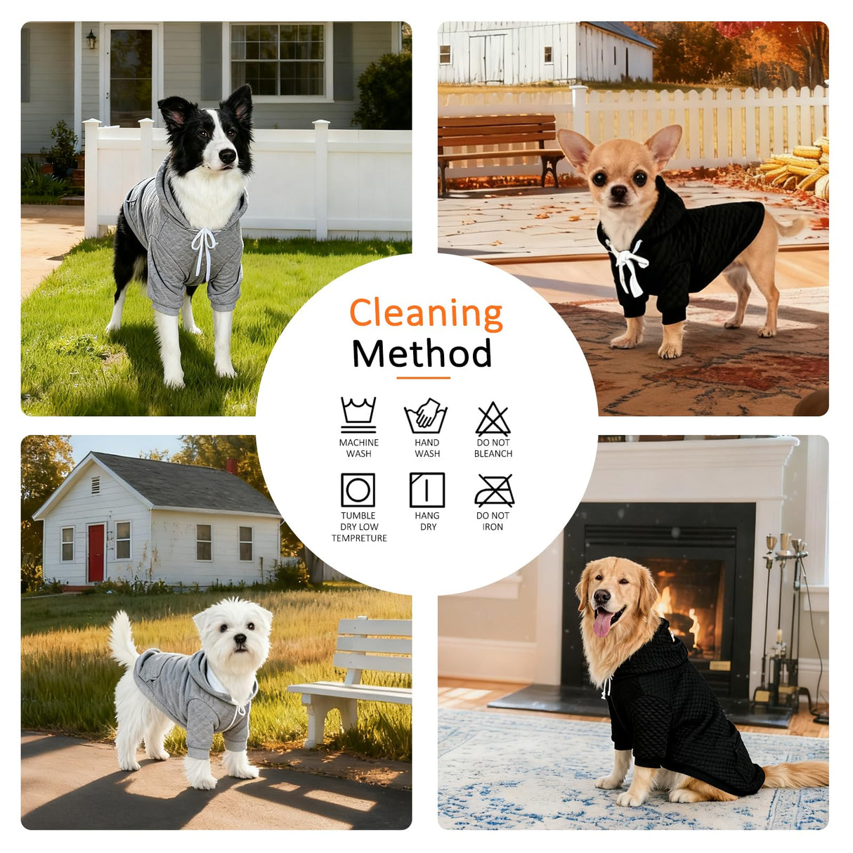2 Pack Dog Hoodie for Medium Large Small Dogs, Soft Warm Dog Sweater Jackets Winter Fall Pet Hooded Clothes Custume Dogs Sweatshirt with Leash Hole and Pocket, Black ans Grey, ML