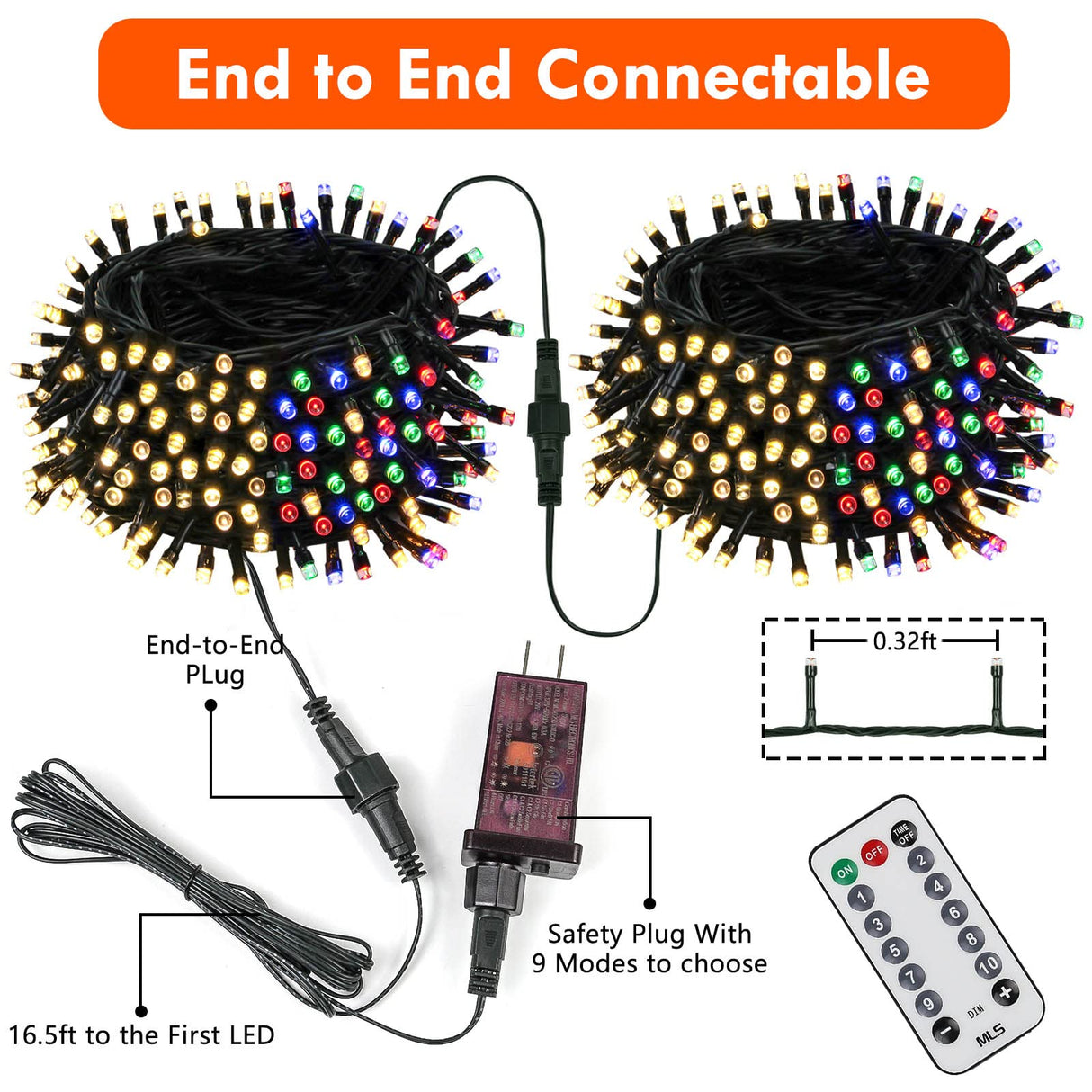 82FT 200 LED Color Changing Christmas String Lights with Remote & Timer & Memory Function, 8 Lighting Modes Waterproof Fairy String Lights for Xmas Tree Holiday Party Garden (Warm White & Multicolor)