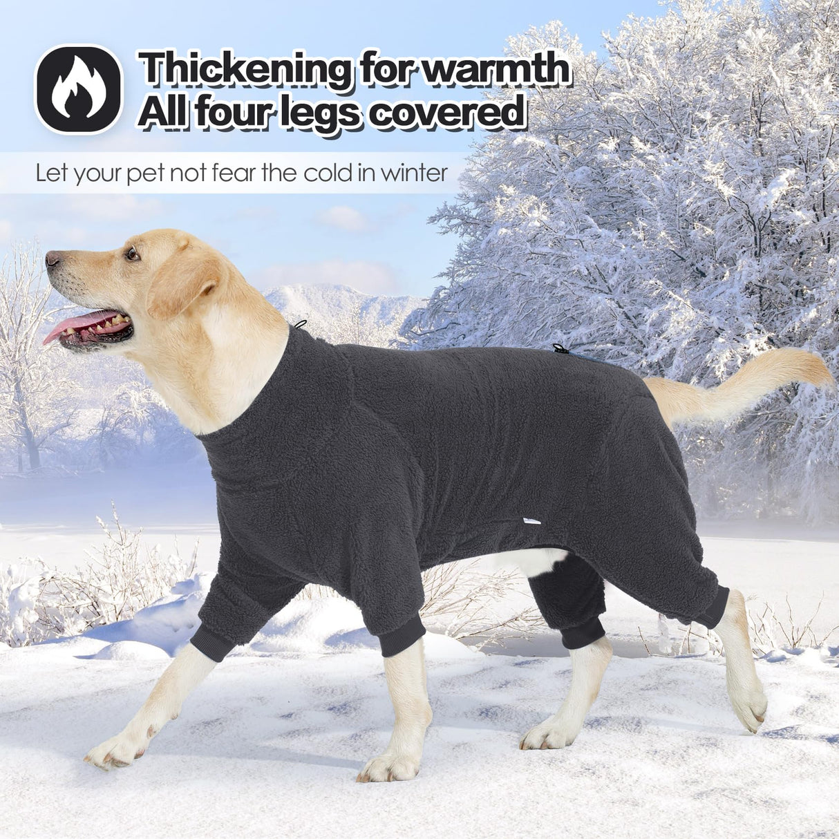 Pinellia Fleece Dog Sweater for Small Medium Large Dog for Run Walk Sleep Pet Winter Jacket & Windproof Clothes Coat XL Grey