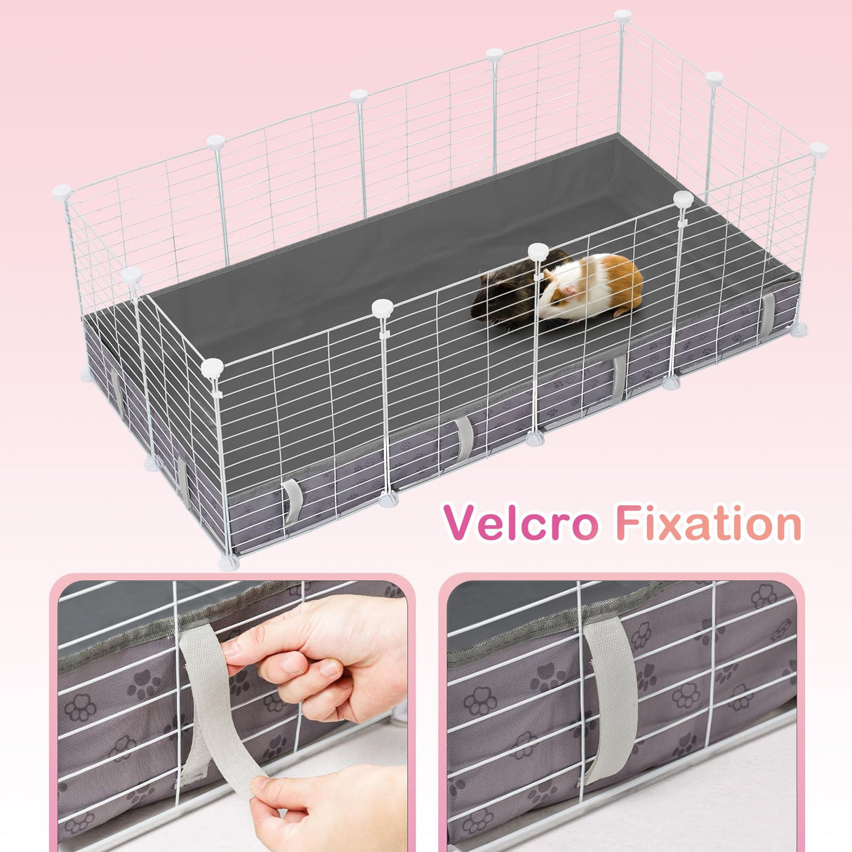 Funfurry Waterproof Guinea Pig Cage Liner,Washable Tarp Bottom Base,Cage Liners for Small Animals,Hamster Chinchilla Hedgehog Ferret Rabbit. (Dark Grey-Paw, 24" X 36")