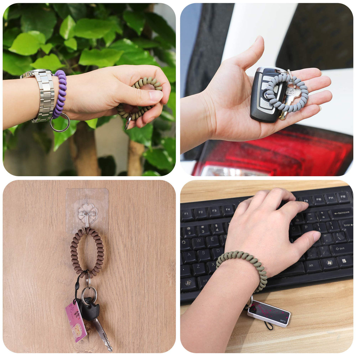 LGEGE 6PCS Stretchable Wristband Wristlet Keychain Wrist Key Chain Wristlet,Spring Flexible Spiral Wrist Coil Wrist Key Holder Key Ring for Sauna Gym Pool ID Badge and Outdoor Sports