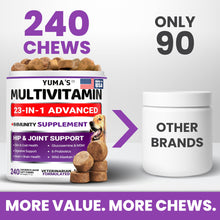 Load image into Gallery viewer, Dog Multivitamin Chewable with Glucosamine - 240 Treats - Dog Vitamins and Supplements - Senior & Puppy Multivitamin for Dogs - Hip & Joint Support - Immune Health, Skin, Heart, Digestion, Probiotics