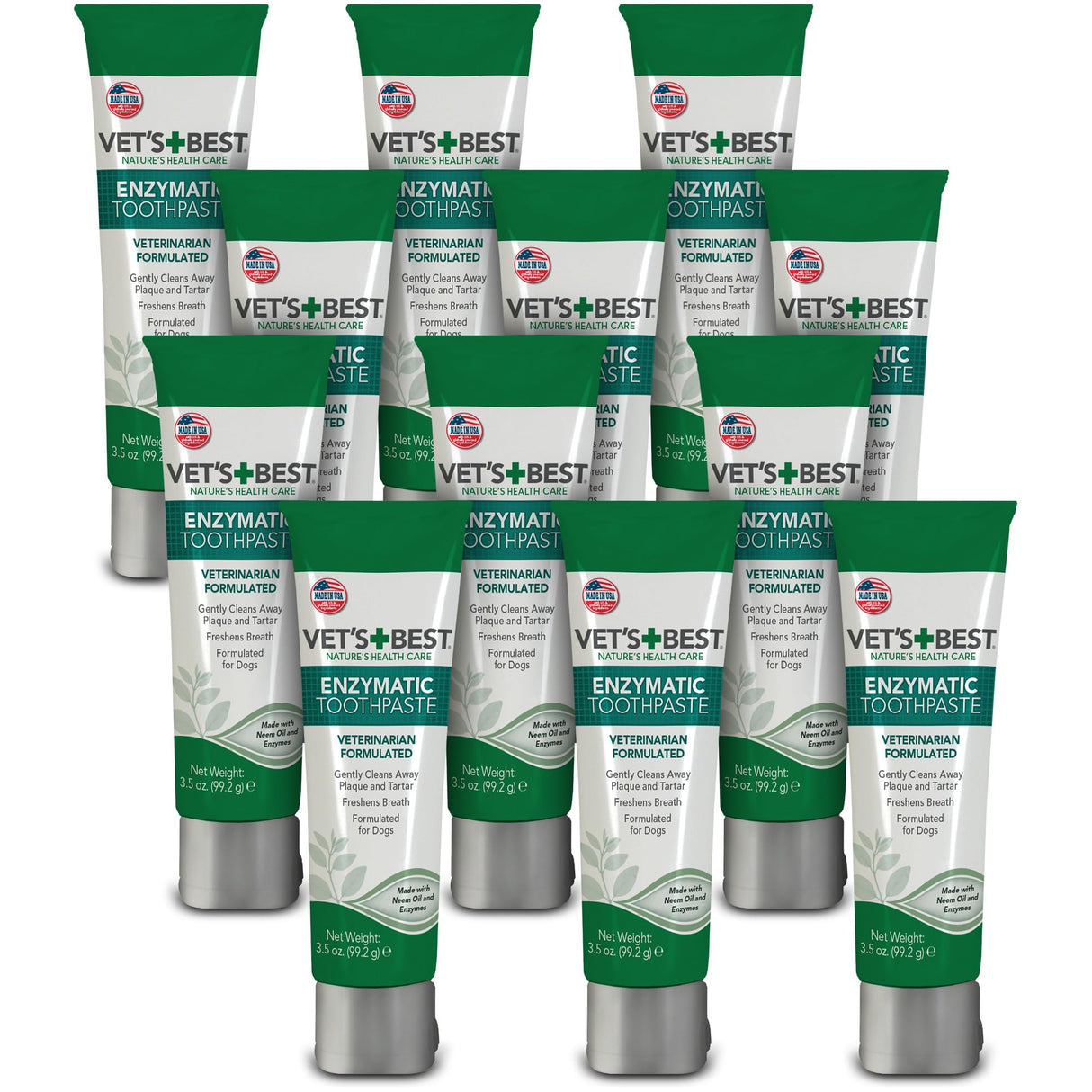Vet's Best Enzymatic Dog Toothpaste - Teeth Cleaning and Fresh Breath Dental Care Gel - Vet Formulated - 3.5 oz Tubes (12 Pack)