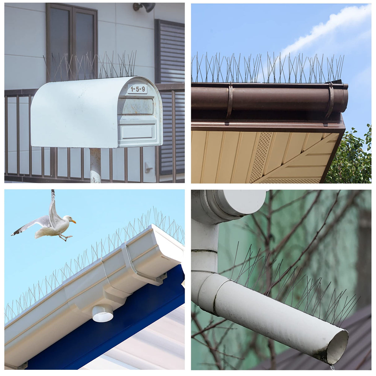 Hausse Stainless Steel Bird Spikes 17 Pack, Squirrel Small Birds Pigeons Crows and Woodpeckers Deterrent Devices Bird Repellent Spikes, Assemble Easily Covers 17 Feet for Outdoor Wall Fence