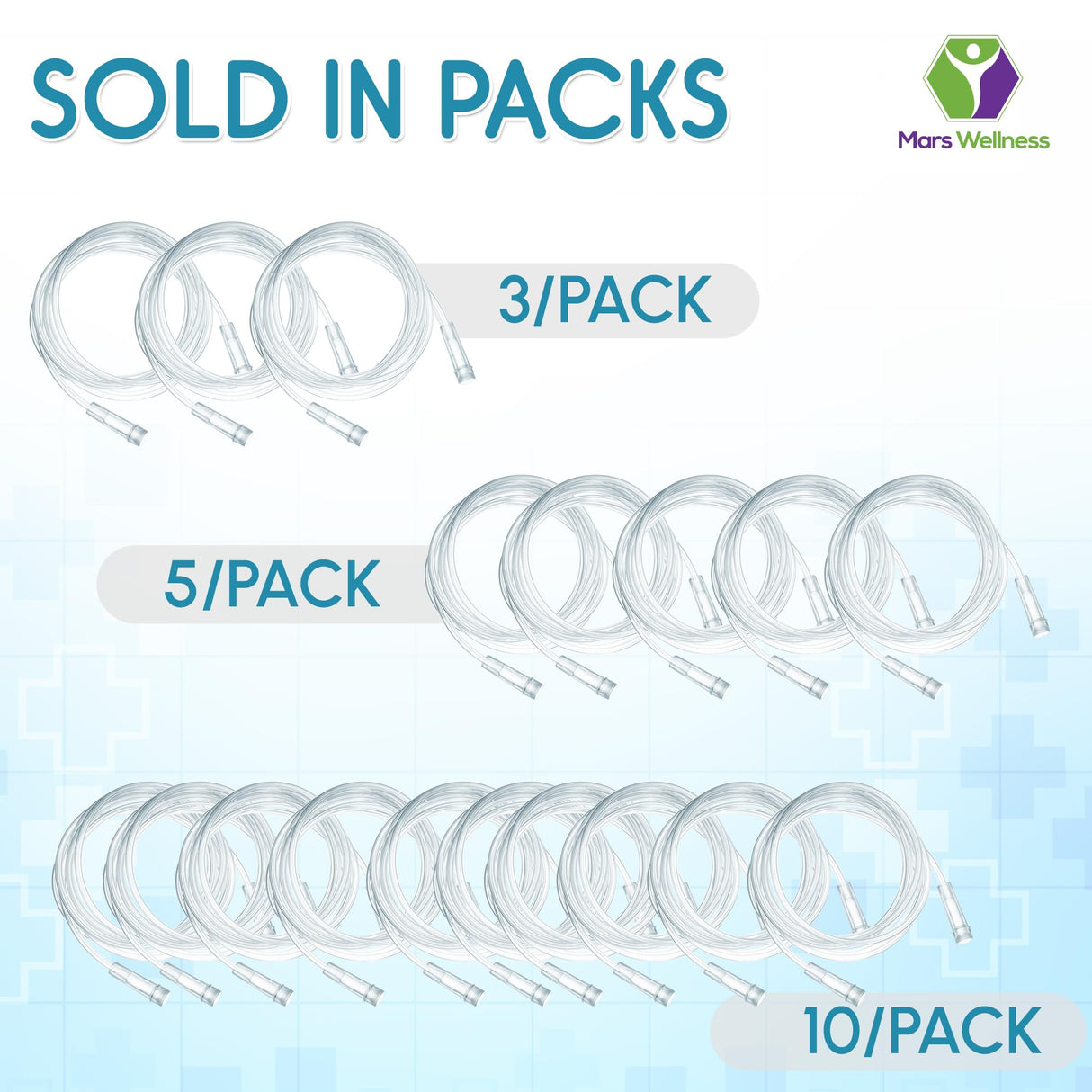 Mars Wellness Oxygen Tubing - Premium Clear Crush Resistant Oxygen Tubes - 7 Foot - 10 Tubes