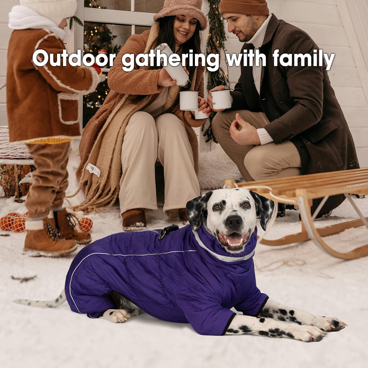 Four Legged Dog Winter Coat for Small Dogs, Warm Puppy Onesie Clothes Christmas, Reflective Turtleneck Dog Jacket with Buckles & D-Rings, Puffer Cold Weather Coat Zipper