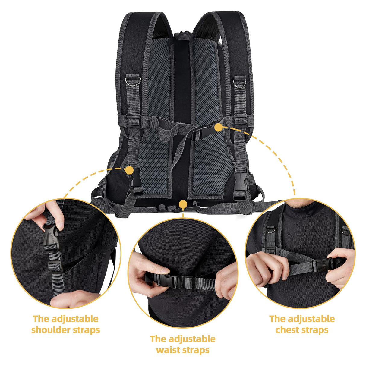 WOYYHO Pet Dog Carrier Backpack Small Dog Front Backpack Ventilated Dog Carrier Back Pack with Storage Pockets, Adjustable Straps & Safety Belt for Travel Hiking Outdoor (Size L: 10-14 lbs, Black)