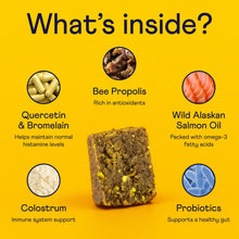 Load image into Gallery viewer, Finn Allergy & Itch for Dogs | Daily Support for Itchy Skin, Immune Health & Seasonal Allergies from Colostrum, Bee Propolis + Probiotics | 90 Soft Chews