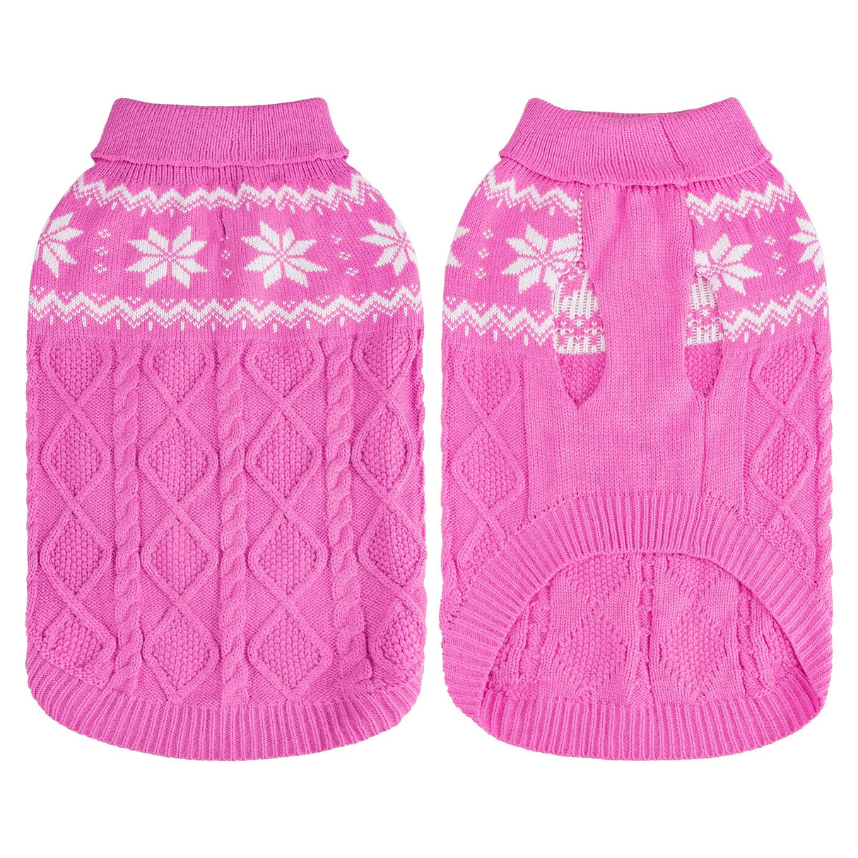 SCIROKKO Warm Winter Pink Dog Sweater - Female Cold Weather Pet Clothes for Small Medium Large Dogs Girl Indoor Outdoor, Soft Classic Knit Puppy Apparel Coat