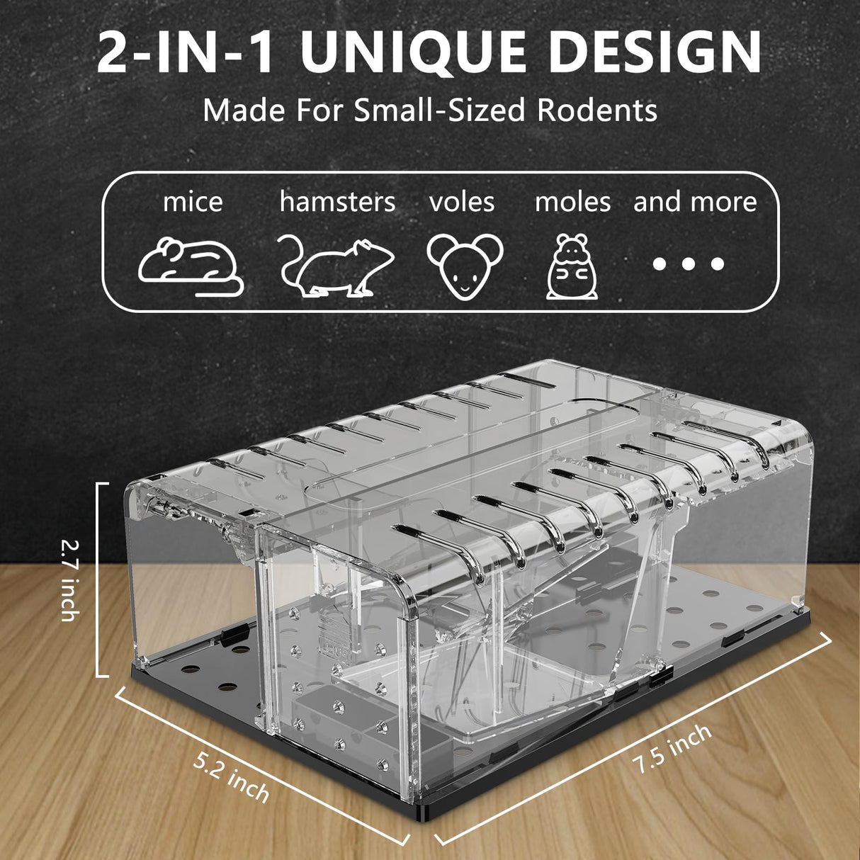 PZQZMAR Mouse Traps, Humane Mouse Trap, Easy to Set, Mouse Catcher Quick Effective Reusable and Safe for Families(2-in-1)