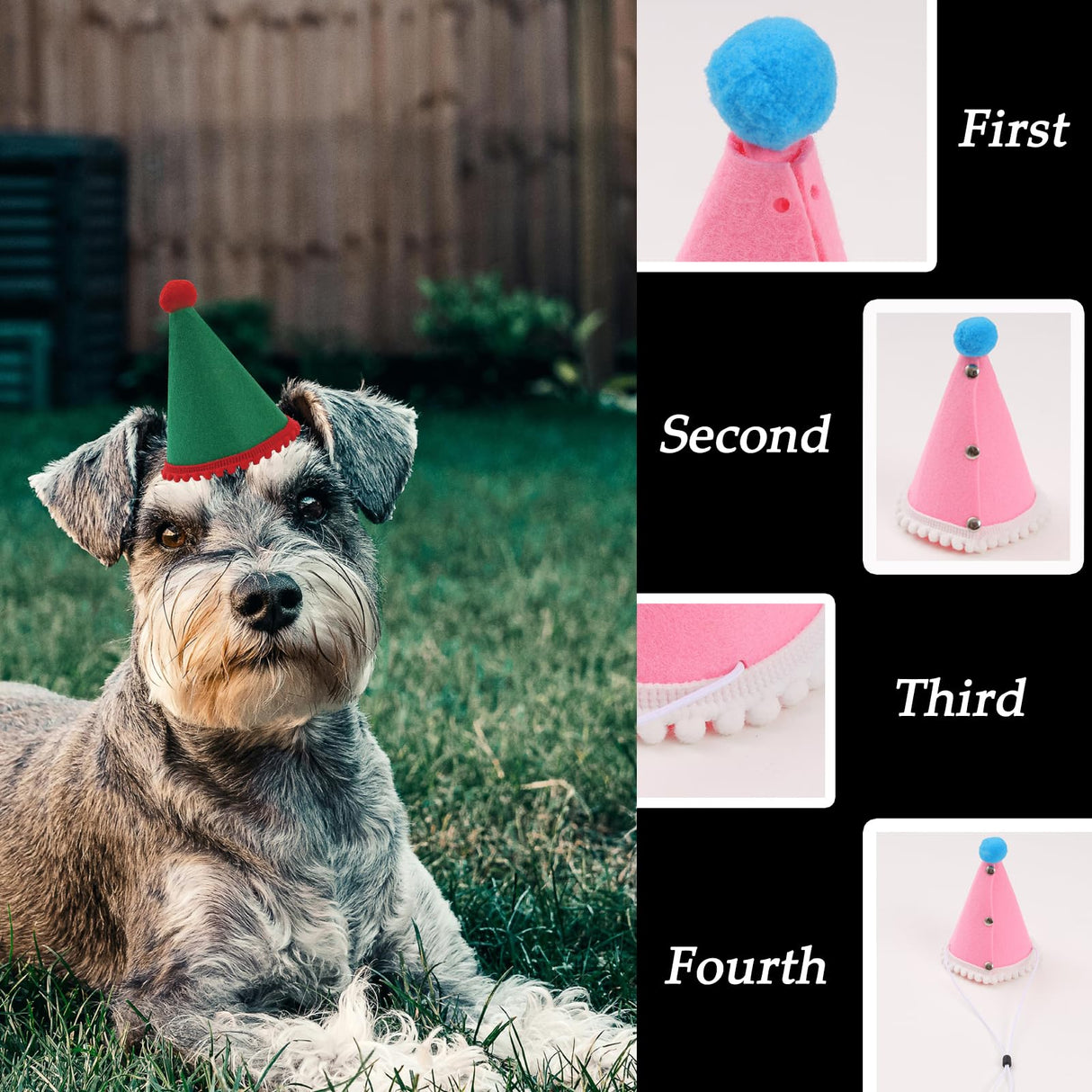 20 Pcs Dog Birthday Hat Set for Small Medium Dogs Cat Puppies, Mini Party Hat with Adjustable Headbands, Cute Pet Hat with Pompons for Birthday Christmas Party Decoration Accessories (Small 3.5 Inch)