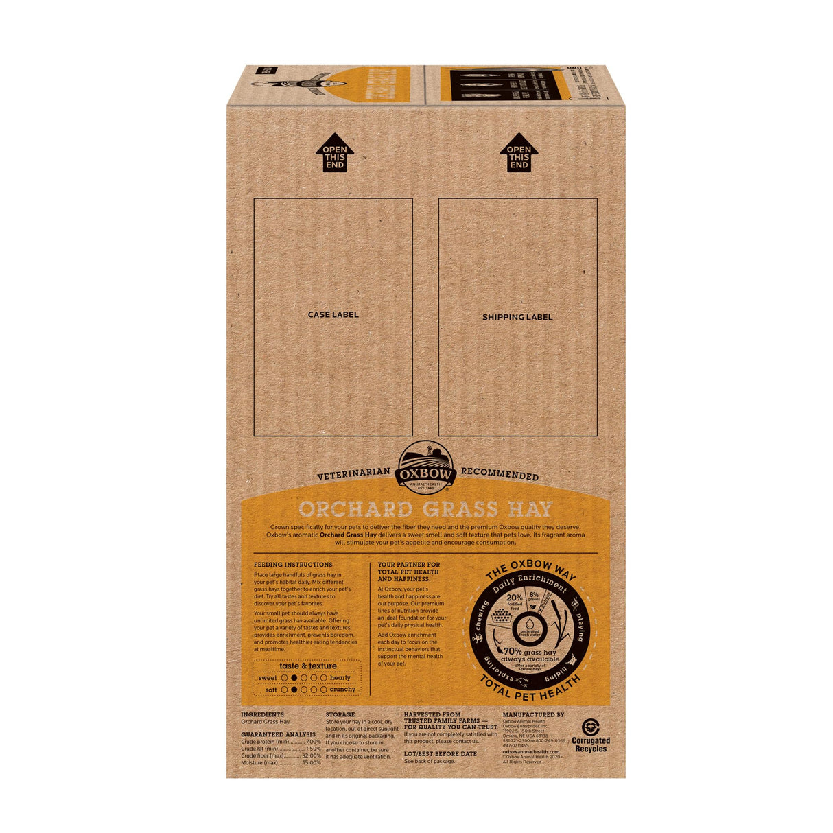 Oxbow Animal Health Orchard Grass, Guinea Pig Hay, Rabbit Hay, Small Pet Bunny Supplies, All Natural Grass for Guinea Pig, Bunny, Chinchilla & Hamster, Oxbow Rabbit Supplies for Bunnies, 9 lb. box