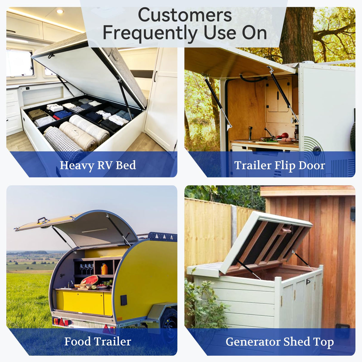 ARANA Gas Struts 28 inch 100lb with Brackets (2 Pack) - Heavy Duty Lift Support for RV Bed Hatch & Storage Box Lid - Hydraulic Spring Shocks for Camper Bed, Cellar Door, Food Truck Window